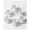 OZ HOME BAVARY Capital Tazzine Espresso con Piattino - Servizio Porcellana 12 Pezzi, 6 Persone - 120 ml - Design ondulato moderno - Manico squadrato - Moka, Demitasse, Caffè turco - Bianco - Lavastoviglie