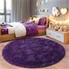 Chicnix Tappeto a pelo lungo, rotondo, 160 cm, per soggiorno, Shaggy, pelo lungo, moderno e antiscivolo, morbido, per cameretta dei bambini, camera da letto, viola uva