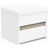 Demeyere Comodino da letto con 2 cassetti in legno moderno, ideale per piccoli spazi, colore bianco opaco - camera da letto per adulti Clyde - 39,7 x 43,1 x 38,8 cm