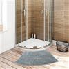 Seavish Tappeto da bagno curvo a pelo lungo, di lusso, grigio, 45,7 x 76,2 cm, in microfibra antiscivolo, morbido, assorbente, lavabile, per vasca da bagno ad angolo, per box doccia