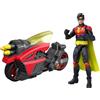 Mattel DC Premier - Robin e Robin Cycle, set con action figure del supereroe DC e la sua motocicletta Batlink, con decorazioni esclusive e lancio di proiettili giocattolo inclusi, JMD51