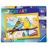 Ravensburger - CreArt Kids 18x24 cm - Numero d'arte - Pappagallini - Kit per dipingere con numeri - A partire dai 7 anni - 25967