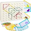 VingaHouse Geoboard in Legno Giochi Educativi Montessori 3 4 5 6 Anni | Giocattolo Educativo Geometrico Elementare con 30 Carte Modelli 53 Elastici per Creazione di Figure Forme Regali per Bambini