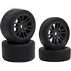 SUAVER RC, set di pneumatici da deriva, prodotto finito, set di pneumatici e ruote, per 1/24 Losi Micro B, Drift RC Auto Upgrade Parti, 4 pezzi (nero)