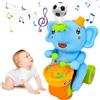 CelestiMingle Giocattolio musicale dell'elefante che cammina con tamburi e luci LED, giocattolo interattivo per bambini con suoni, giocattolo mobile per elefanti per bambini piccoli, giocattolo educativo precoce