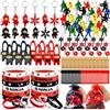 Moltby 96Pcs Gadget Ninja Compleanno Bambini Kit - Ninja Portachiavi Braccialetto Silicone Elasticità Catapulta Viscosità Giocattolo Guerriero per Ninja Festa Compleanno