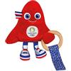 Doudou et Compagnie - Doudou sonaglio con anello in legno per neonati - Doudou Mascotte ufficiale dei Giochi Olimpici e Paralimpici Parigi 2024 - Peluche Phryge Rouge - 14 cm - Dalla nascita - JO2423