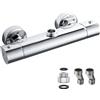 ROWINNAO Miscelatore termostatico per doccia con uscita superiore 3/4 BSP, valvola termostatica per doccia in ottone, 38 °C, anti-scottatura, con adattatore per tubo BSP da 3/4 a 1/2, rubinetto miscelatore