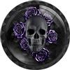 Artinhand Confezione da 4 pomelli rotondi per cassetti, stile gotico, con teschio nero con rose viola, per cassettiera, credenze, porte, mobili da cucina e bagno