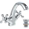 Zamery Rubinetto miscelatore monoblocco tradizionale vittoriano vintage cromato doppia maniglia a croce rubinetto del bagno