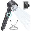 Gratuipolmep Soffione Doccia, Doccino per Doccia con Filtro ad Alta Pressione, Doccetta a Risparmio Idrico con1.47m Tubo Supporto per Soffione Doccia Senza Fori, 3 Modalità di Spruzzo Pulsante Arresto