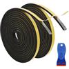 JRSHIRLEYLTD 2 Rotoli Nastro Autoadesivo in Schiuma Nero 12 mm x 6mm x 5m Guarnizione per Porte e Finestre Guarnizione per Porta Insonorizzata Antipioggia, Striscia di Tenuta per Aria Condizionata