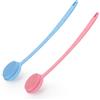Row&Keep Set di 2 spazzole per la schiena in silicone con manico lungo esfoliante, spazzola per il corpo, spazzola per la doccia, in silicone, per il bagno, per il corpo, per donne, uomini, rosa e blu