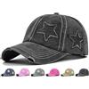 Initlove Cappellino da baseball a coda di cavallo da donna con stella alta disordinata cappelli chignon in cotone lavato cappelli invecchiati, Nero , Taglia unica