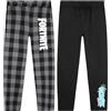 Fortnite Pantaloni Pigiama Ragazzo Ado, 2 Pacco Comodo Pantalone - Regalo Ragazzo (8 Anni, Nero/Bianco)