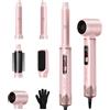 Dryhsip 5 In 1 Spazzola Asciugacapelli Regalo, Air Styler Per Capelli Ad Aria Calda, Hair Airstyler Hairstyler Arricciacapelli, Set Spazzole Con Phon/Phone Multifunzione Lissante Rotonda - Pink