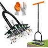 Saker Aeratore per prato con 15 punte in ferro, per la pulizia automatica di foglie e sporco con design a molla, aeratore manuale in metallo per allentare il terreno, aerazione di patio, cortile