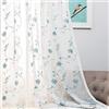 MYSTIC-HOME Tende trasparenti blu lunghe 84 pollici, drappeggi trasparenti con tasche a stelo ricamate floreali, 2 pannelli, 52x84, trattamenti per finestre in voile semi piegato per cortile, patio,