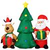 BAKAJI Gonfiabile Albero Di Natale Con Babbo Natale e Renna Con Luci a LED Altezza 150cm Sistema Autogonfiabile Kit Fissaggio Per Esterno Protezione IP44 Addobbo e Decorazione Natalizia (150 cm)