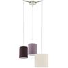 Eglo lampada a sospensione Tombolo, 3 luci, acciaio e tessuto nickel | opaco, crema, taupe, marrone, per tavolo da pranzo e soggiorno, attacco E27