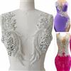 wtbv.n Toppe decorative a forma di ala con strass e perline in pizzo, per cucito a mano, 1 paio (bianco)