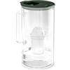 Wessper caraffa filtrante per l'acqua con contatore LED, 2 litri, caraffa filtrante vetro, brocca acqua compatta con classic filtro a carbone attivo, senza BPA - Verde