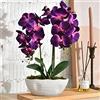YSZL Grande orchidea artificiale in vaso, composizione floreale in seta con vaso in ceramica, viola scuro