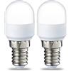 Amazon Basics Confezione da 2 lampadine LED E14 T25 per frigorifero, 1.7 W (sostituisce quella da 15 W), luce bianca calda, non dimmerabili