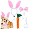 EKKONG Cerchietto Orecchie da Coniglio Pasquale per Cani, 4 Pezzi Accessori per Costumi da Cane con Fascia Capelli Orecchie da Coniglio, Papillon, Coda, Giocattolo Carota per Carnevale Pasqua Cosplay (Rosa)
