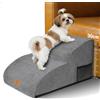 Zvonema Scaletta per Cani 2 Gradini, Rampa per Cane Antiscivolo con Copertura Rimovibile per Animali Domestici, Gradini Scale per Cane Spugna Ccuccioli per Divano Letto (Grigio)