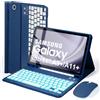 SOPPY Custodia con tastiera retroilluminata con mouse per Samsung Galaxy Tab A11+/A9 Plus 11 (SM-X210/X215/X216/X218), layout UK, cover sottile con tastiera staccabile per Samsung Tab 11, blu scuro