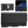 Gcepls Marsupio orizzontale in vera pelle con clip in metallo - Cintura da uomo - adatto per iPhone 17 Pro Max, 17 Air,16 Pro Max, 15 Pro Max, 14 Pro Max, Samsung S25+/S24+/S23+ (taglia L)