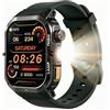 AGM Legion 3 Ultra Smartwatch Uomo,Corpo robusto in metallo completo,Display AMOLED da 1.95 pollici,Impermeabile 5ATM,Chiamate Bluetooth,100+ modalità sportive,torcia,Android & iOS Nero