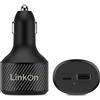 LinkOn 112W USB-C Caricatore per Auto con porte 90W PD3.0 PPS e 18W QC3.0 Compatibile con MacBook Samsung S20 Note 10+ FCP SCP Apple iPhone iPad