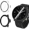 WD&CD 2 pezzi Custodia compatibile per Amazfit Active 2, Custodia Protettiva per PC con Pellicola Protettiva per lo Schermo Compatibile per Amazfit Active 2, Trasparente e Nero
