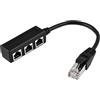 Hemlosk Splitter Ethernet RJ45, Sdoppiatore Ethernet, 1 Maschio a 3 Femmina, Cavo Adattatore Splitter LAN, Cavo Sdoppiatore di Rete RJ45, per Connettori Super Cat5, Cat5e, Cat6, Cat7 LAN, Nero