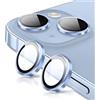 Oelrstfe Pellicola Fotocamera per iPhone 14/14 Plus,Posteriore Obiettivo Protezione Vetro Temperato,HD Trasparente Lente Schermo,Durezza 9H Anti-graffio Ultra Resistente Glitter Camera,Blu