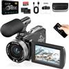 Caupureye Videocamera 4K 48MP, Zoom Digitale 18X Camcorder, Vlogging Camera per YouTube, Schermo Rotante da 3,0 270° Vlog Camera, Video Kamera con Scheda da 32 GB, 2 Batterie, Microfono, Telecomando (HDV900-2)