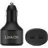 LinkOn 130W USB-C Caricatore per Auto con porte 100W PD3.0 e 30W PD3.0 Compatibile con MacBook Samsung Huawei FCP SCP Apple iPhone iPad