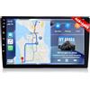 Motorsi 4GB RAM + 64GB ROM Autoradio 2 Din Carplay con Controllo Volante, 9" Android Doppio din Autoradio, Android Auto, GPS, WiFi, Bluetooth, Mirror Link, FM/RDS, Schermo Diviso+Backup Telecamera
