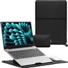 RoYiio 13-13,3-14 Pollici Laptop Custodia Borsa con Stand per MacBook Pro 14 M5/M4/M3/M2/M1 & Pro/Max, MacBook Pro 13 MacBook Air 13 M5/M4/M3/M2/M1 PU Pelle Computer Portatile Cover (Nero)