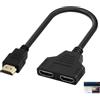 Vnuipofa Splitter HDMI 1 a 2, adattatore HDMI maschio a doppia femmina 1080P, splitter passivo con connettori placcati oro per TV, monitor, proiettore, schermo LCD e LED, 30 cm