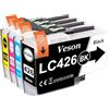 Veson LC426 cartucce Value Pack compatibili con Brother LC426 cartucce LC426XL LC-426VAL LC426VAL per Brother MFC-J4335DW MFC-J4340DW MFC-J4540DW MFC-J4535DW (1 nero, 1 ciano, 1 magenta, 1 giallo)