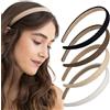 OIXEYA 4PCS Capelli Cerchietti Coperto di Nastro Accessorio dei Capelli Cerchietto Artigianale Fai-da-Te Cerchietti Bulk Semplici e Sottili donna per Donne e Ragazze (Nero/Beige/Caffè/Marrone)