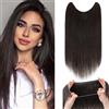Silk-co Extension Capelli Veri Filo Invisibile Fascia Unica 40cm Remy Human Hair Extension Capelli Lisci Naturali 60g - 1B Nero Naturale