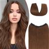 SEGOHAIR Halo Hair Extension regolabili, 45 cm, capelli veri, capelli veri, 100% capelli veri, lisci, secchi, con linea di pesce, per donna, #04, marrone medio