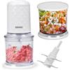 Duronic CH57 WE Mini Tritatutto 500W con 2 Ciotole 700 ml con Coperchio, Robot da Cucina Multifunzione per Verdure Frutta Carne Spezie, 4 Lame Acciaio Inox, Funzione Impulso, Preparazione Salse Bianco