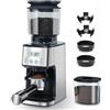 Homtone Macinacaffè Elettrico con 51 Livelli di Macinatura Regolabili, Macine Coniche in Acciaio Inox, Tecnologia Antistatica, per Espresso, Caffè Filtro e French Press, 160W (Argento)