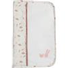 Trois Kilos Sept - Protezione per libretto sanitario per neonati - nascita - 100% popeline di cotone organico - motivi floreali - rosa - bianco - dettagli ricamati coniglio e gatto - 17,5 x 25 cm