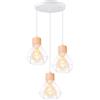 TOKIUS 3 Luci Lampada a Sospensione Vintage, Lampada da soffitto E27 Industriale Lampadario Soffitto in Metallo e Legno Ø160mm Illuminazione Design per Cucina Salotto (A - con base)